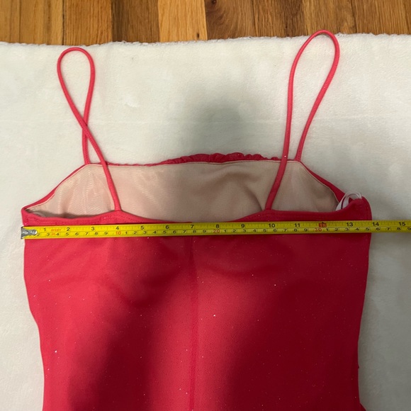 Vintage Taboo Prom Maxi Dress Coral Pink Small Sparkle Spaghetti Strap - Picture 9 of 10